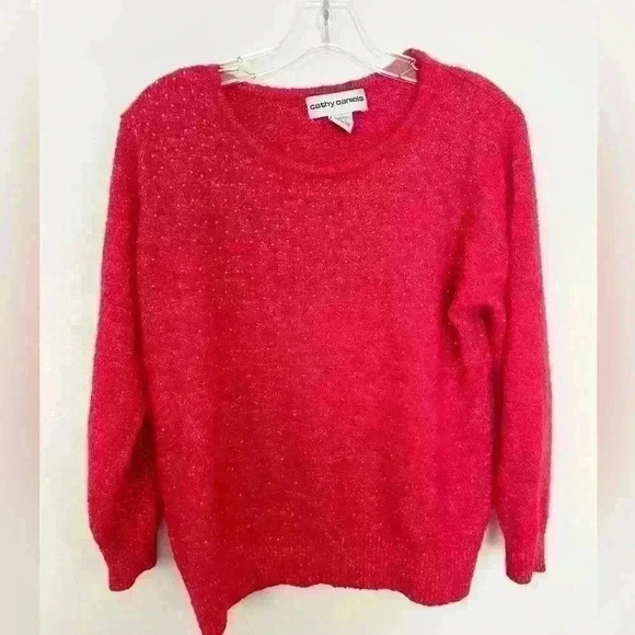 Cathy Daniels Plus Women Large RED MINI STUDS FANCY LONG Sleeve Sweater Holiday - Picture 6 of 8